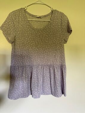 Pink Rose Lavender Floral Tiered Tunic Top